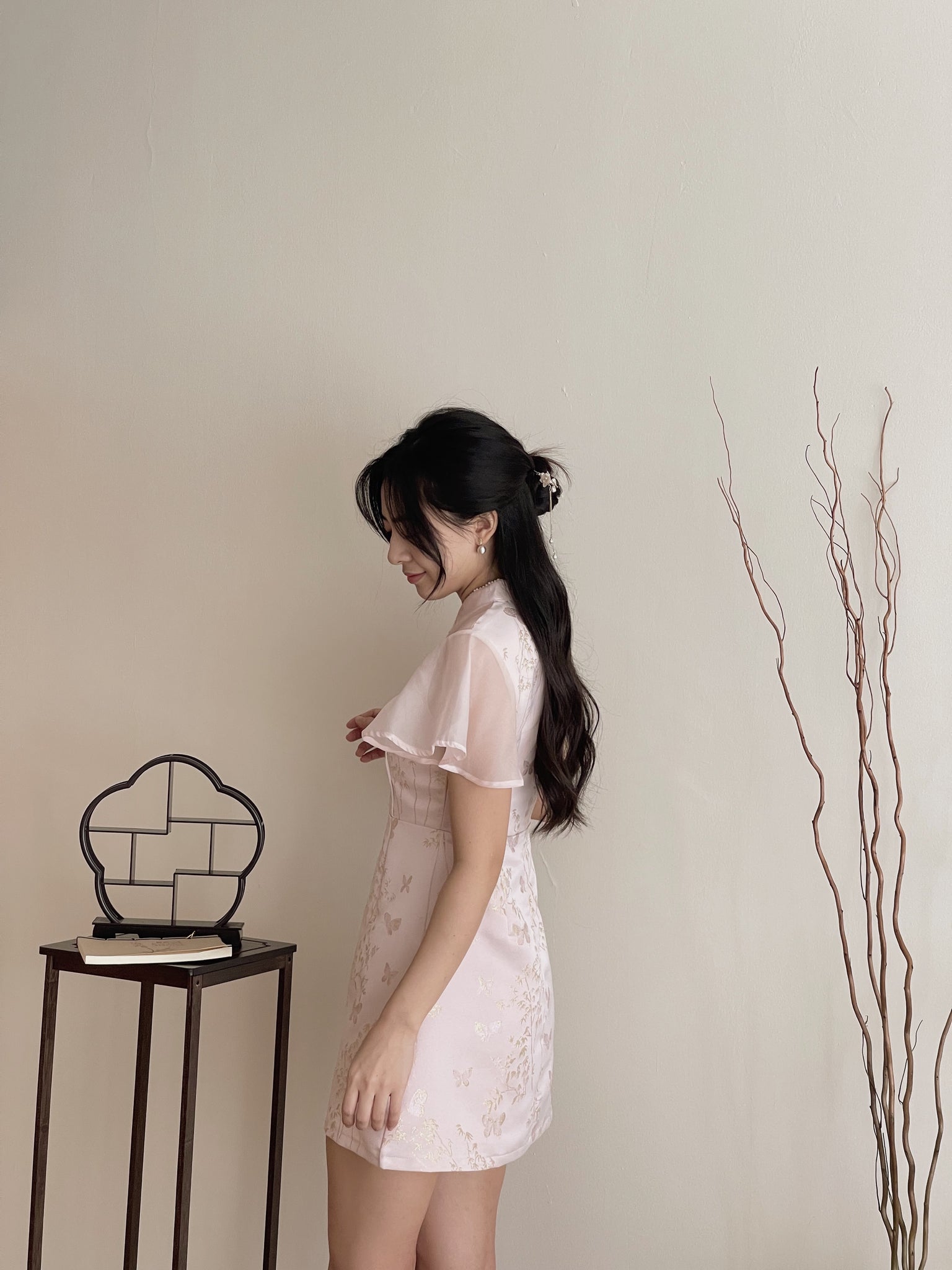 Butterfly Flutter Qipao Dress / 锦蝶花语-金线提花改良旗袍