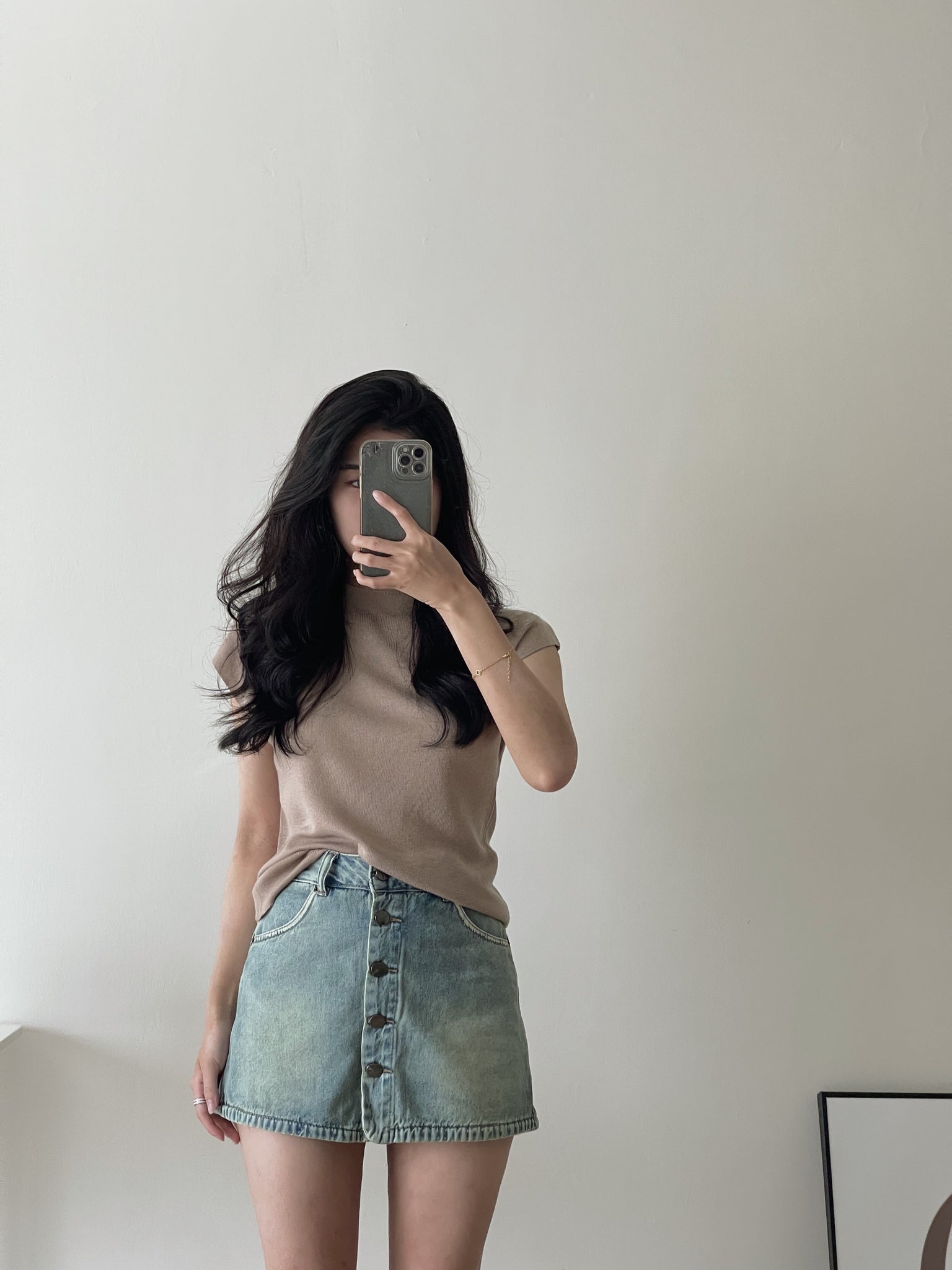 Button Up Denim Skirt / 排扣牛仔短裙