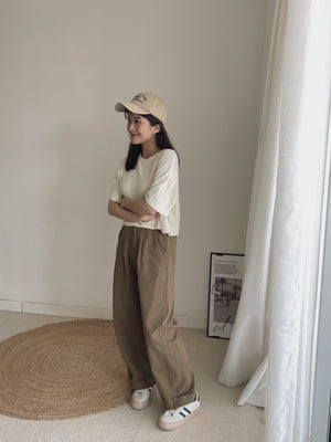 Soft Figured Crop Tee / 软料钩花圆领T
