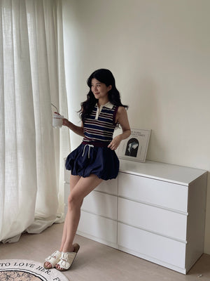Sweetie Knitted Contrast Set /  甜妹针织撞色条纹套装