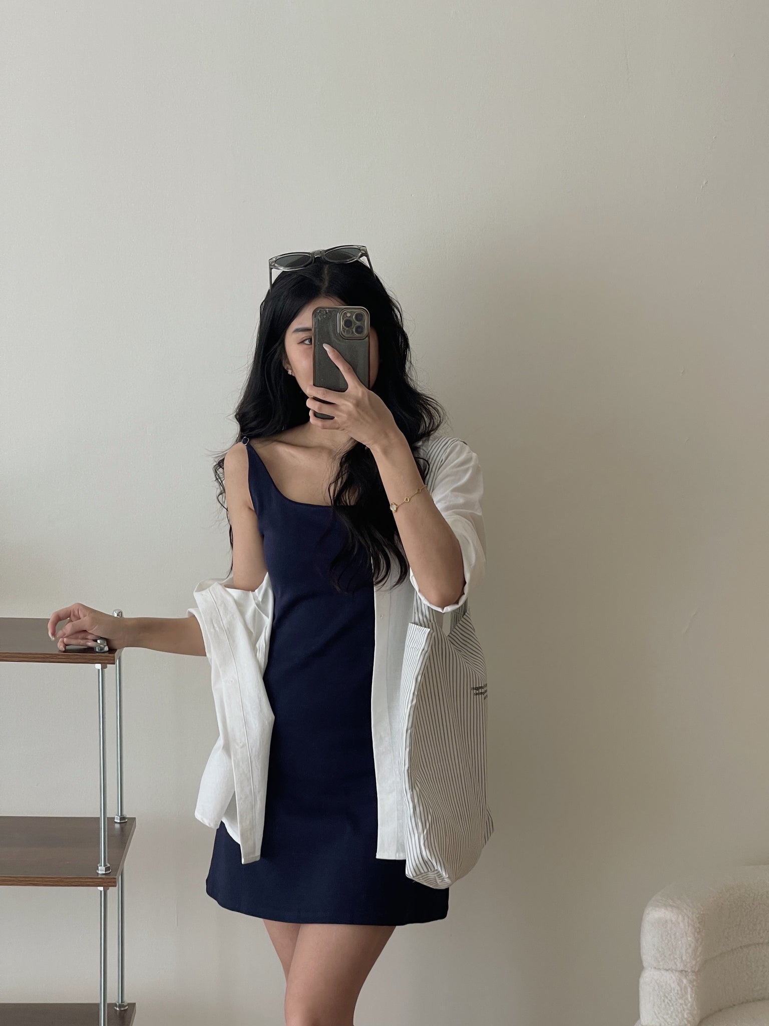 Simple Spaghetti Dress / 简约收腰吊带裙