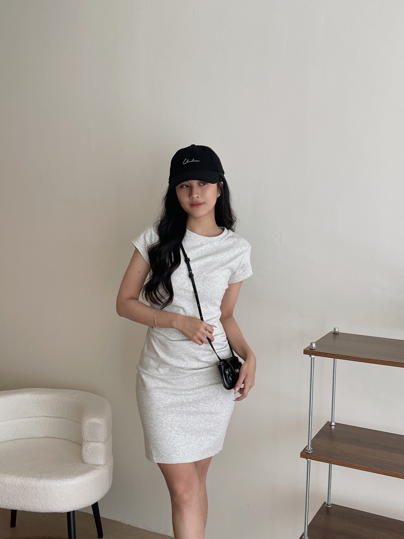 Basic Tall Slim Dress / 捏皱收腰连衣裙加长版