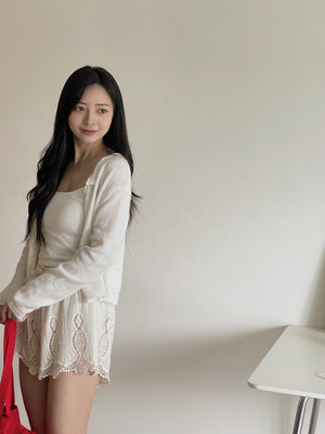 Crochet Knit Cardigan / 毛衣钩花针织开衫