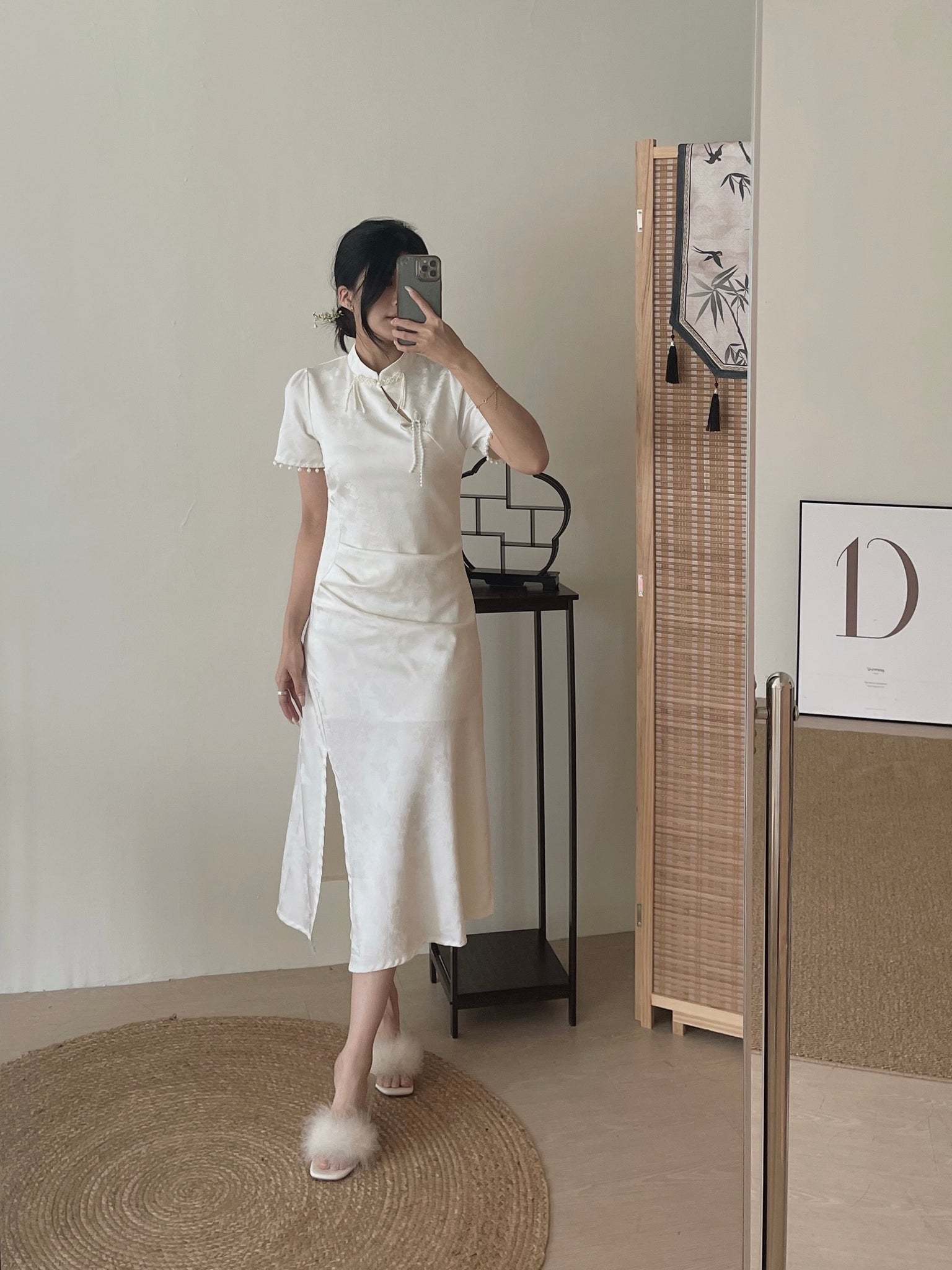 Pearl Tassel Cheongsam / 素雅珍珠流苏提花连身裙