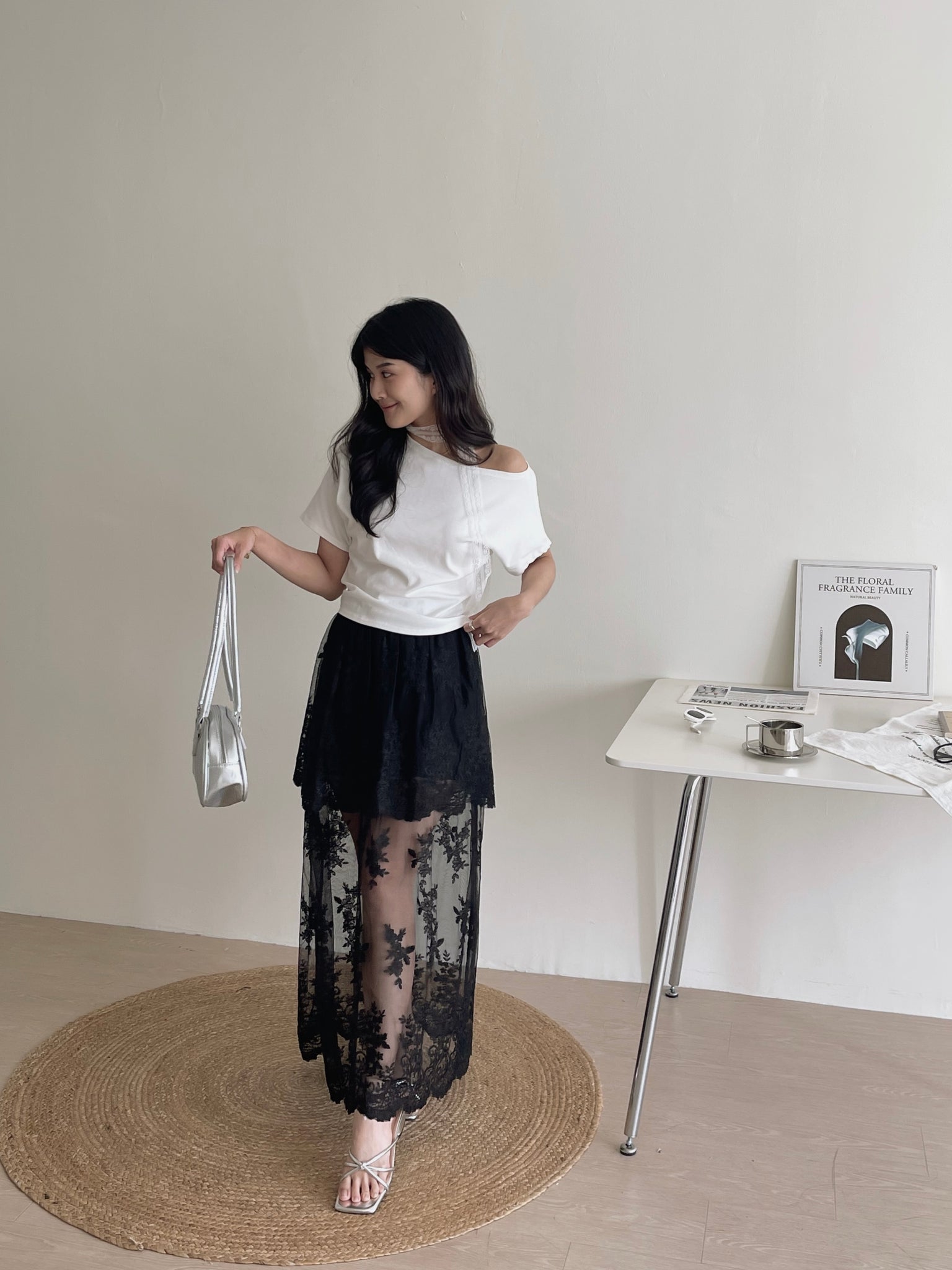 French Embroidered Tulle Skirt / 法式蕾丝刺绣半身裤裙