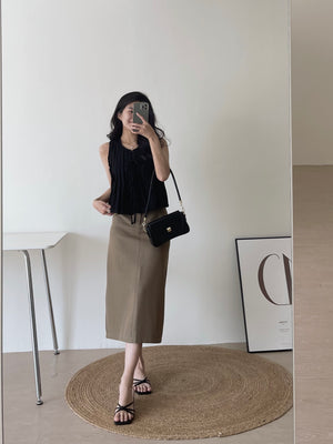 Ribbon Pleated Top / 麻料百褶蝴蝶结上衣