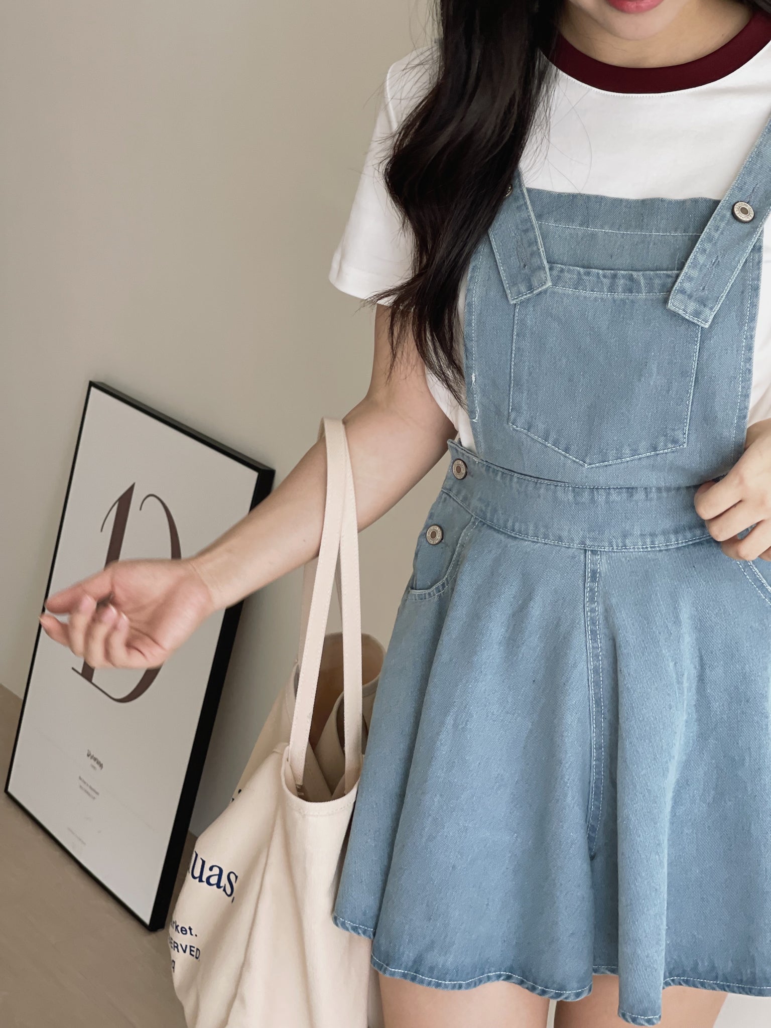 Denim Wide Leg Overall / 减龄阔腿背带裤裙