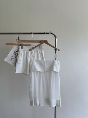 Silky Mesh Top / 缎面拼接网纱吊带衣