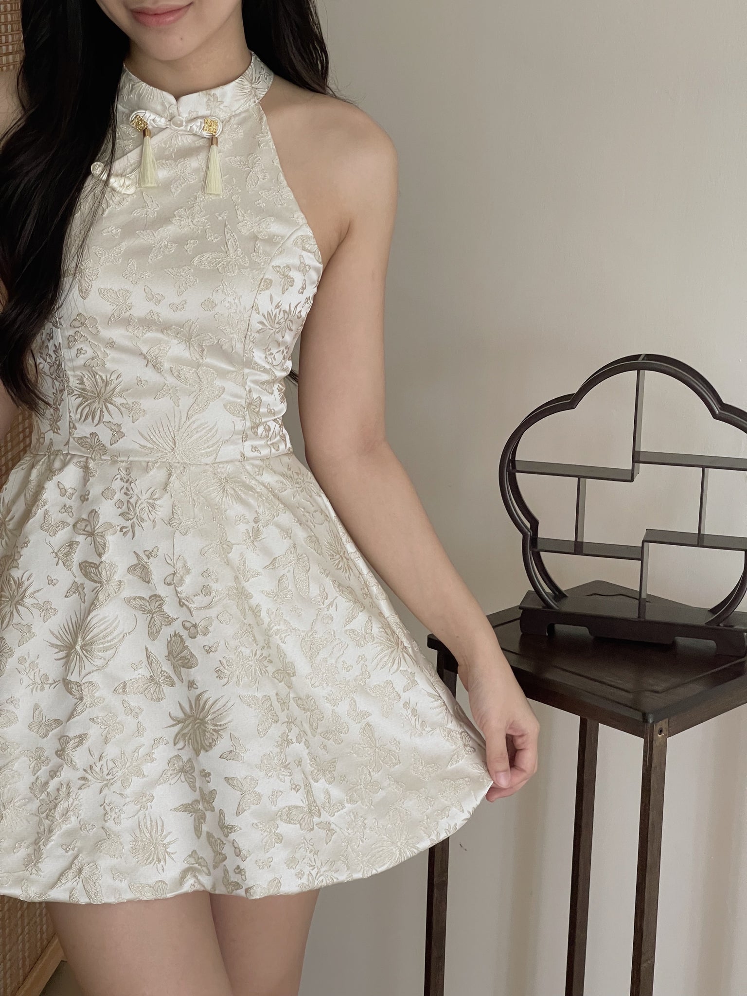 Carlin Emboss Jacquard Jumpsuit Dress / 【花影仙蝶】浮雕提花连体旗袍