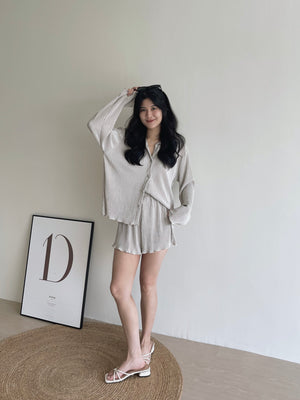Casual Ribbed Pleated Set / 休闲慵懒褶皱套装