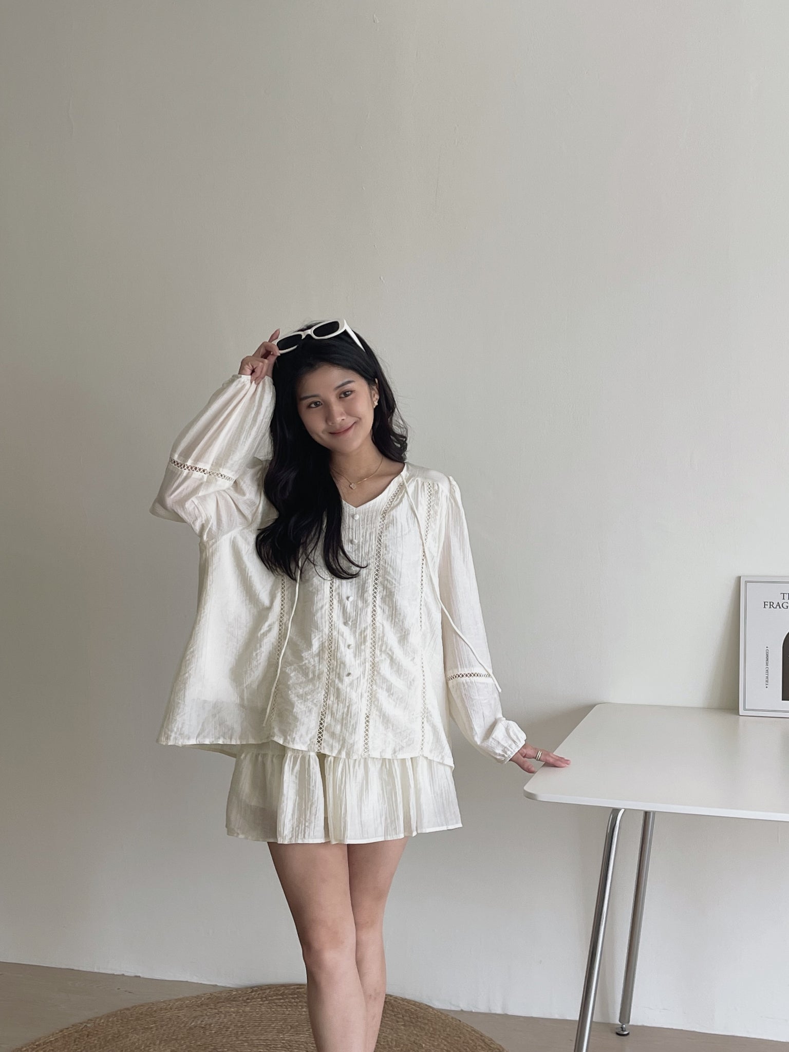 Lyra Ruffle Cloud Set / 甜美镂空编织套装