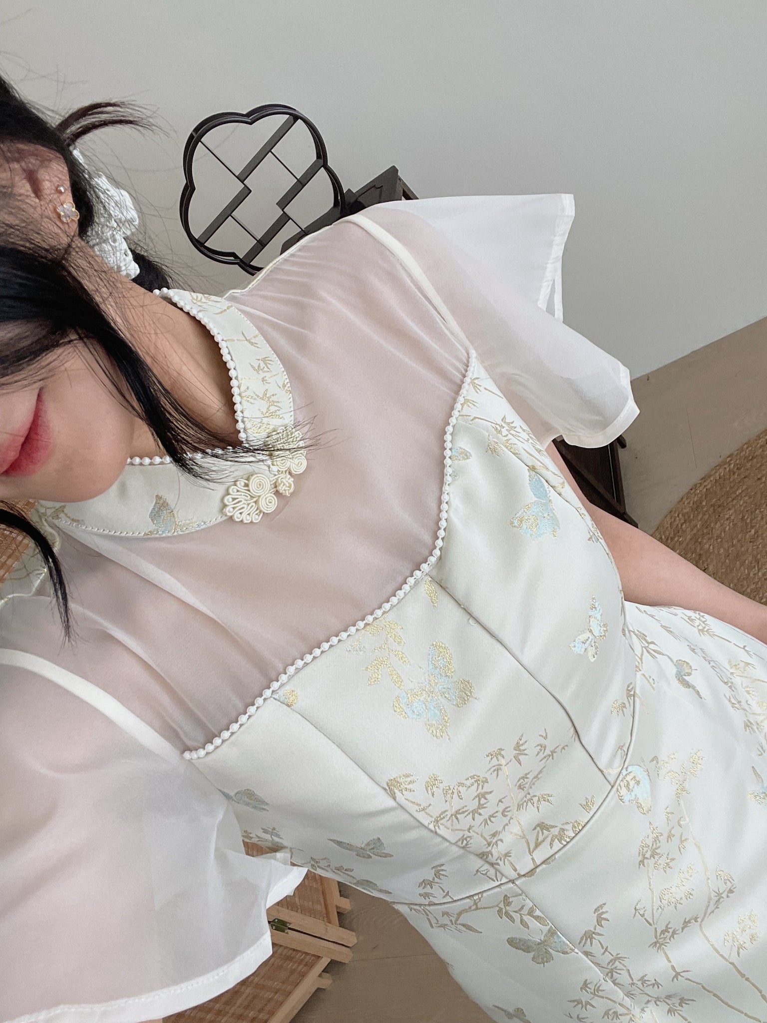 Butterfly Flutter Qipao Dress / 锦蝶花语-金线提花改良旗袍