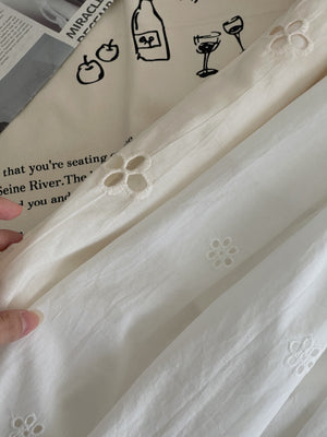 Eyelet Hollow Trousers / 钩花镂空休闲长裤