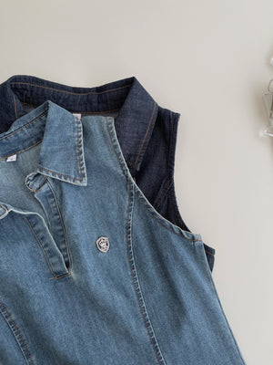 Preppy Collared Denim Dress / 学院风翻领牛仔连衣裙