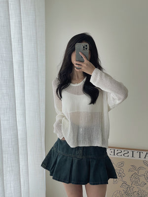 Korean Loose Knitted Sweater / 韩版慵懒镂空针织罩衫