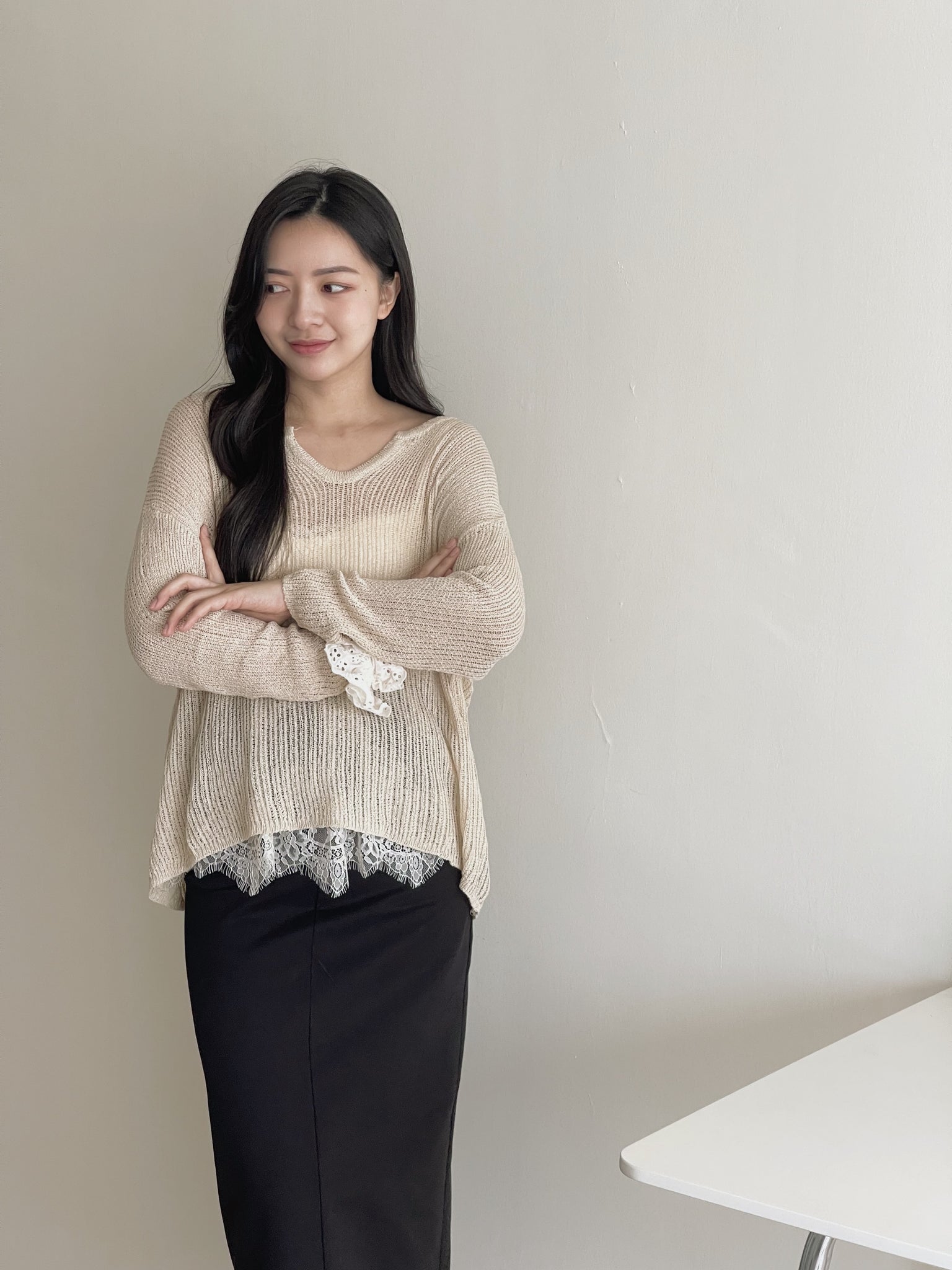 Korean Loose Knitted Sweater / 韩版慵懒镂空针织罩衫
