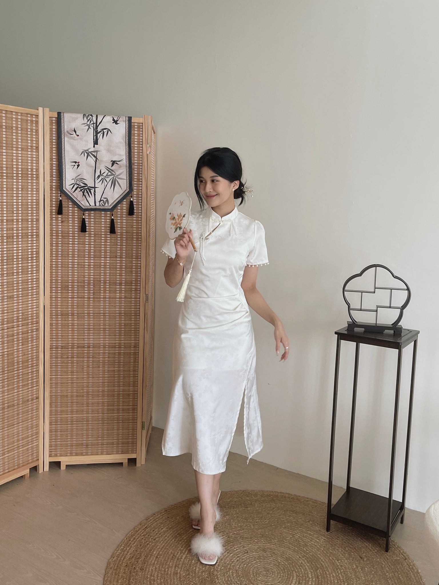 Pearl Tassel Cheongsam / 素雅珍珠流苏提花连身裙