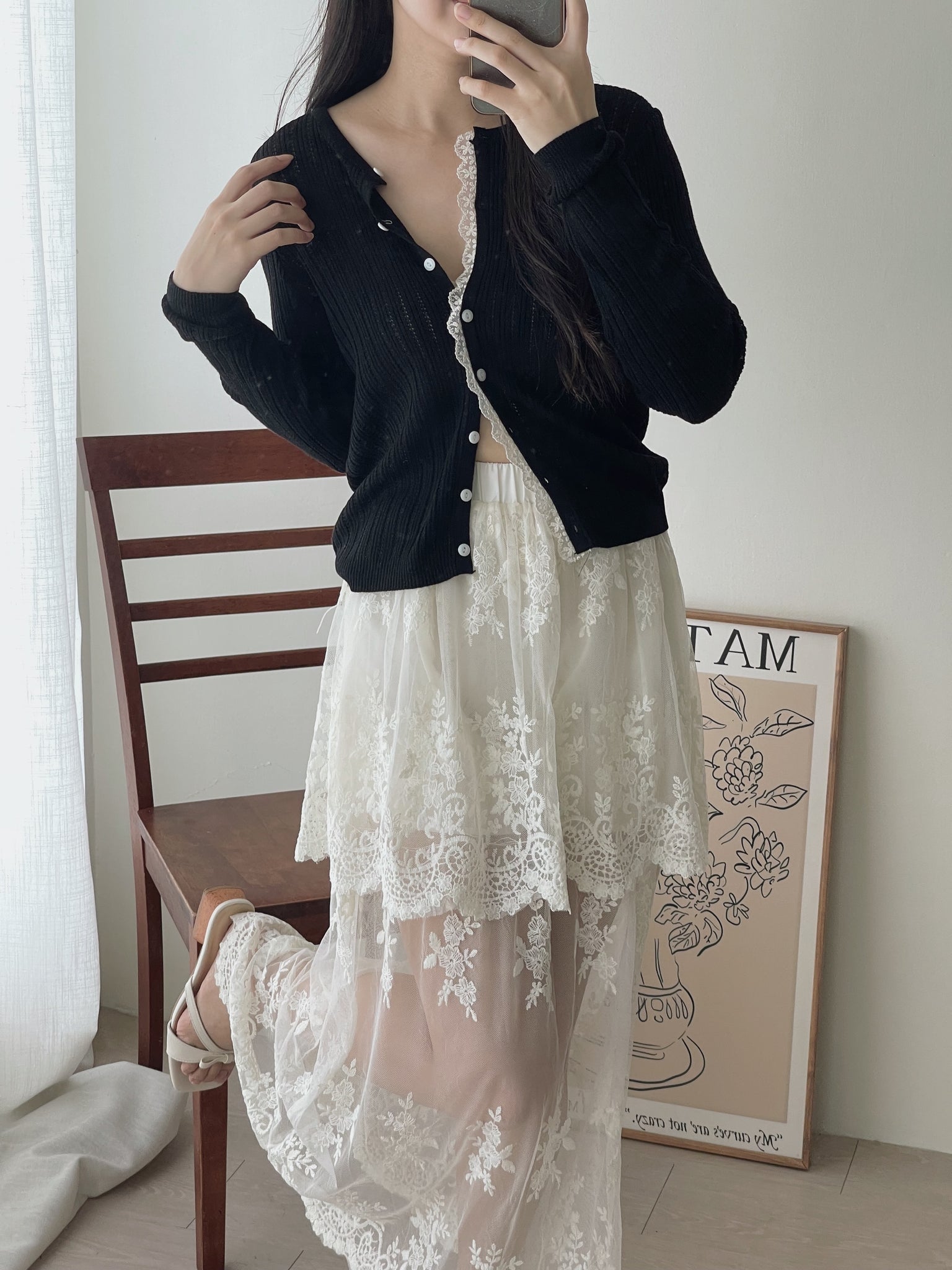 French Embroidered Tulle Skirt / 法式蕾丝刺绣半身裤裙
