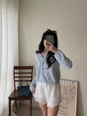 Crochet Knit Cardigan / 毛衣钩花针织开衫