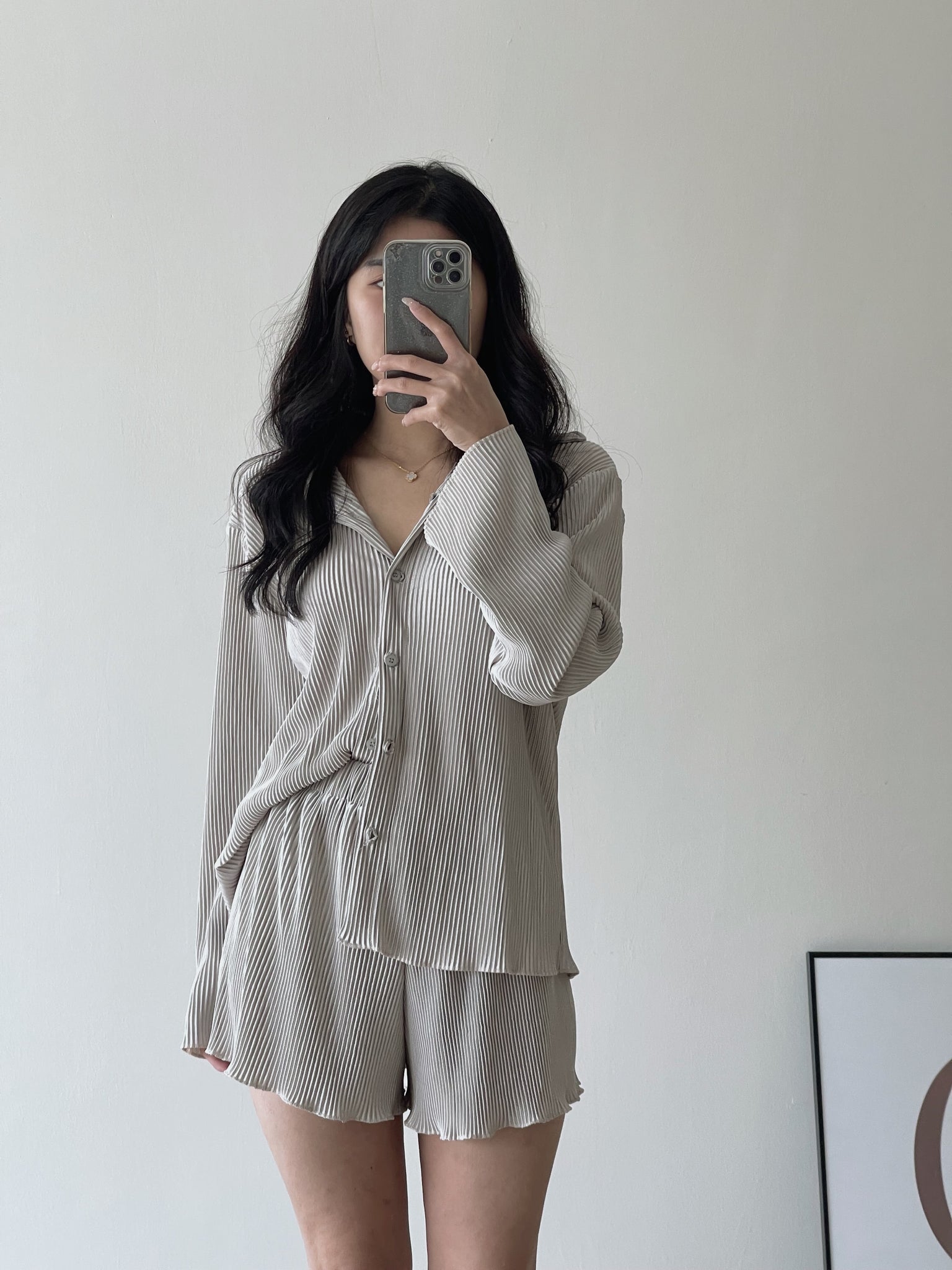 Casual Ribbed Pleated Set / 休闲慵懒褶皱套装