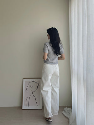 White Straight Jeans / 直筒白色牛仔长裤