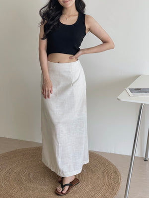 Linen Midi Skirt / 亚麻半身长裙