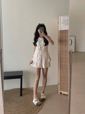Estelle Linen Set / 老钱风假两件亚麻套装