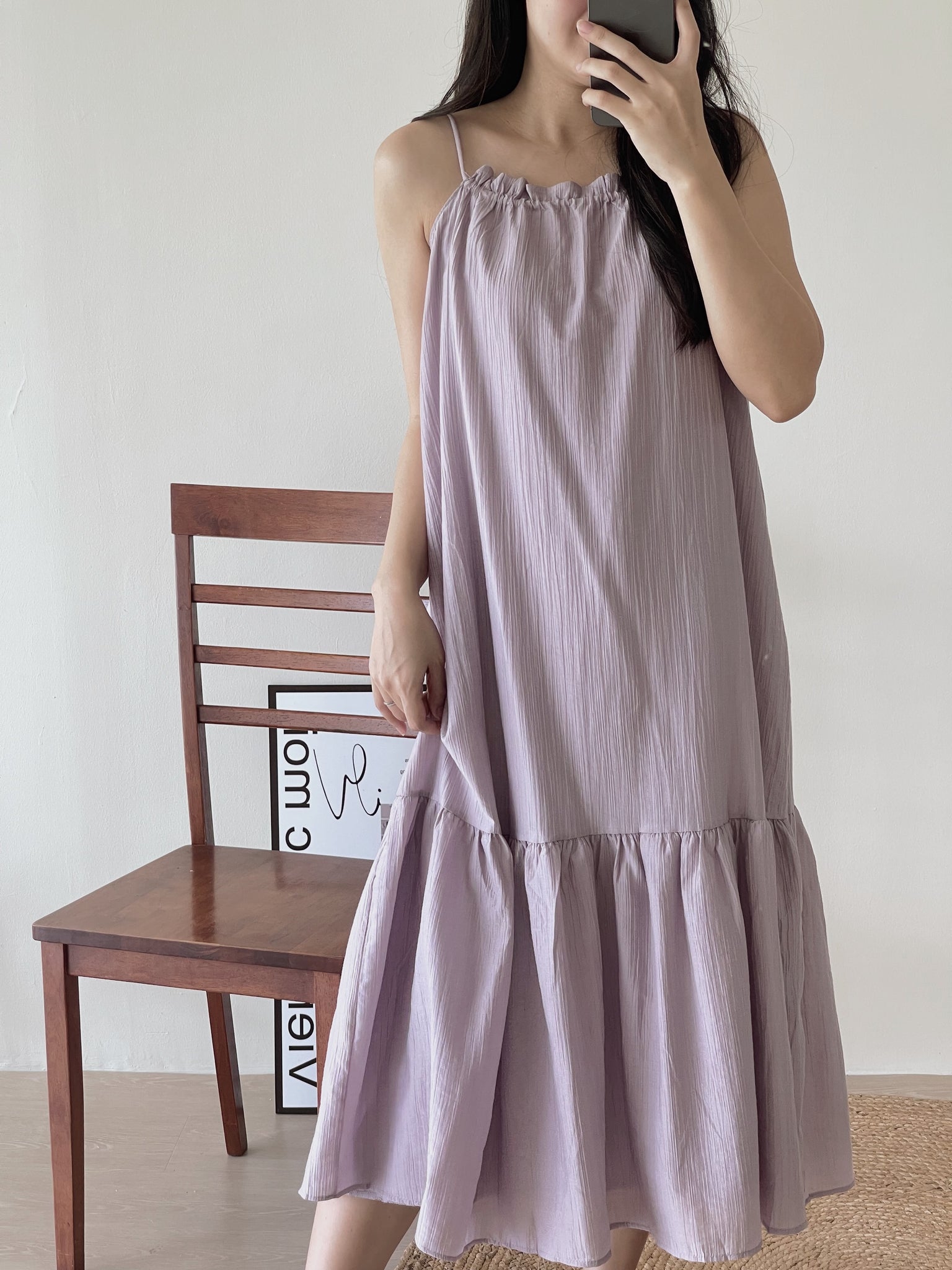 Lucille Spaghetti Long Dress / 松弛感宽松吊带裙