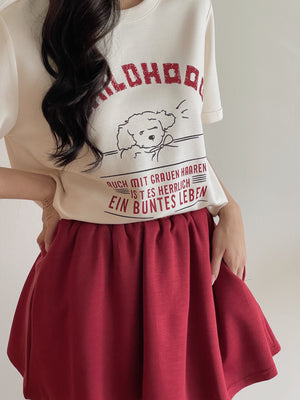 Puppy Cartoon Skort Set / 太空棉小狗卡通裤裙套装