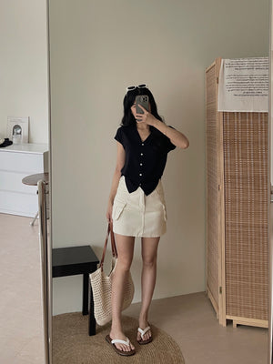 Cargo Denim Mini Skirt / 甜酷工装牛仔短裙