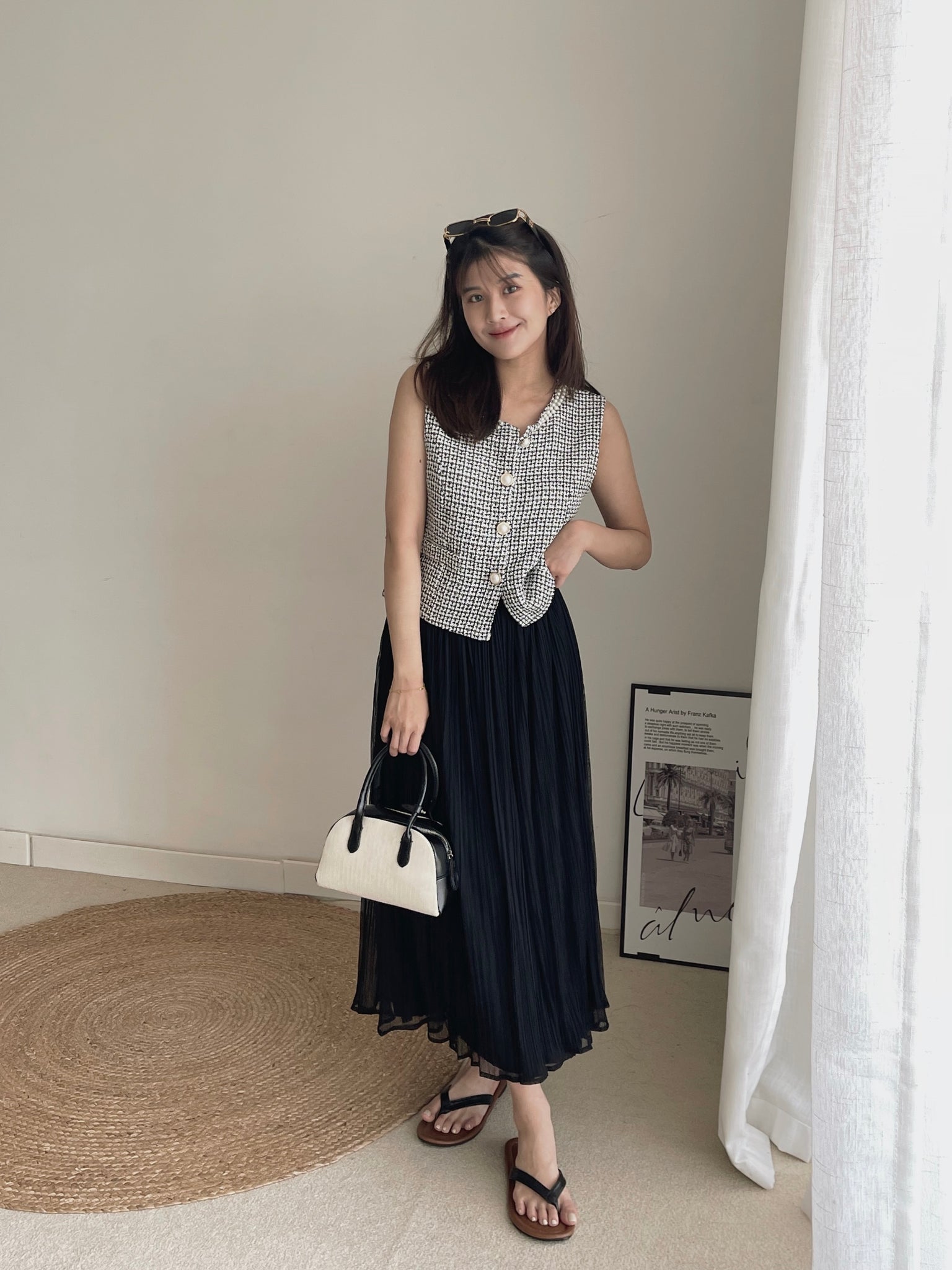 Pearl Tweed Vest / 名媛风钉珍珠马甲