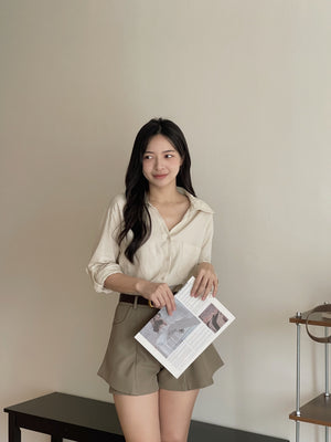 Chic Casual Shirt  / Polo尖领干练宽松衬衣