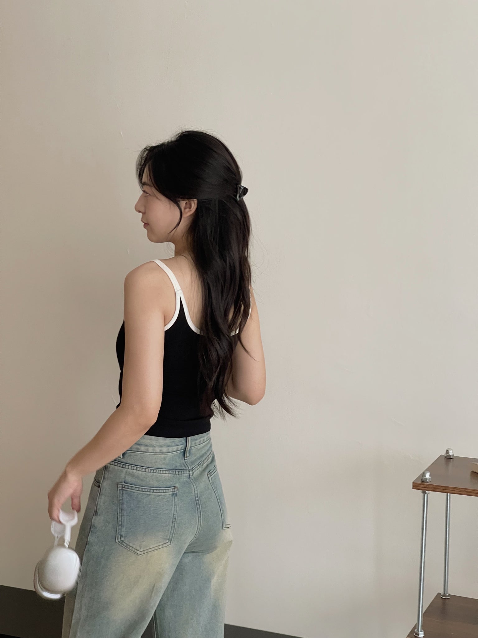 Contrast Trim Padded / 撞色边吊带胸垫背心