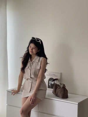 Minimalist Belted Set / 优雅系带无袖衬衫两件套