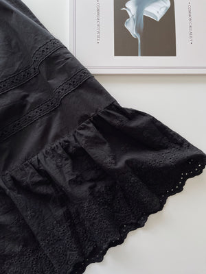 Stella Black Dress / 优雅下摆刺绣连衣裙