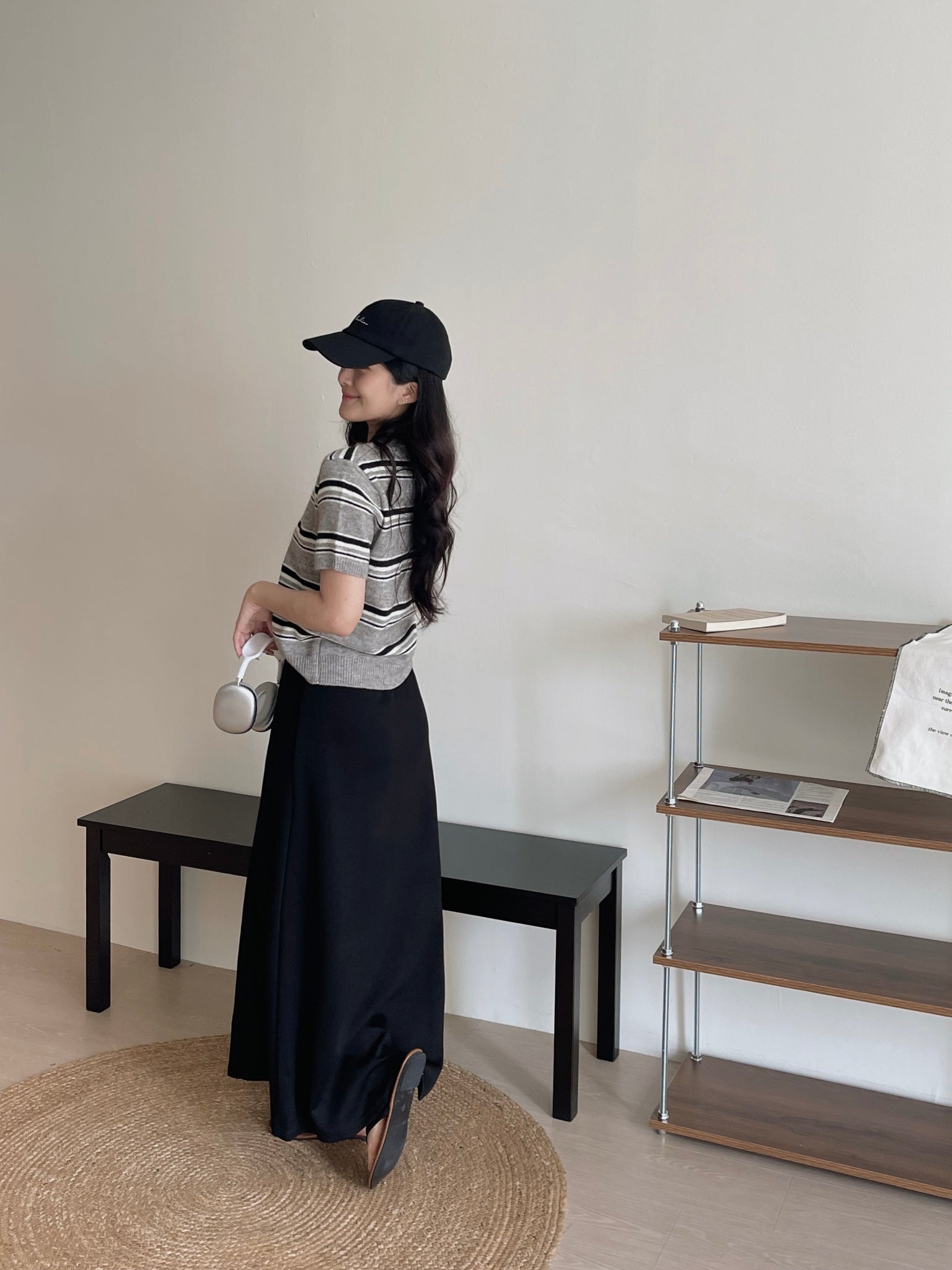Tie-Waist Aline Midi Skirt / 系带垂坠感宽摆半身裙