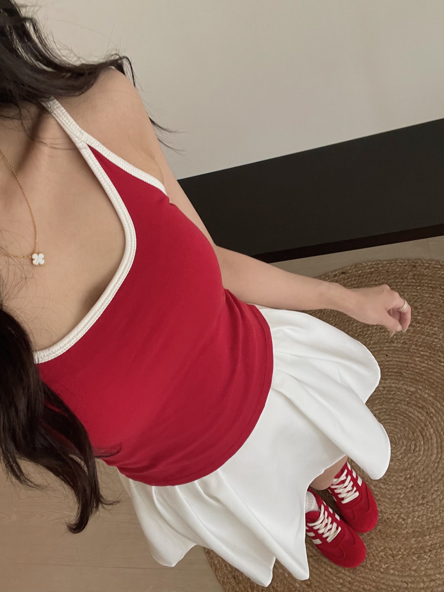 Contrast Trim Padded / 撞色边吊带胸垫背心