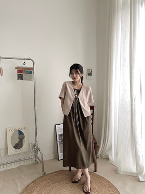 Reine Short Sleeve Outer / 韩式系带开衫外搭