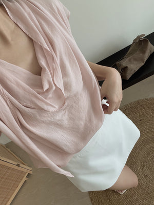 Chiffon Draped Neckline Blouse / 气质雪纺荡领小衫
