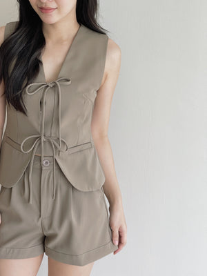 Ribbon Vest Set / 蝴蝶结无袖西装套装