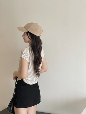 Button Knit Half Sleeve Tee / 排扣针织半袖T恤