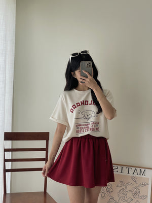 Puppy Cartoon Skort Set / 太空棉小狗卡通裤裙套装