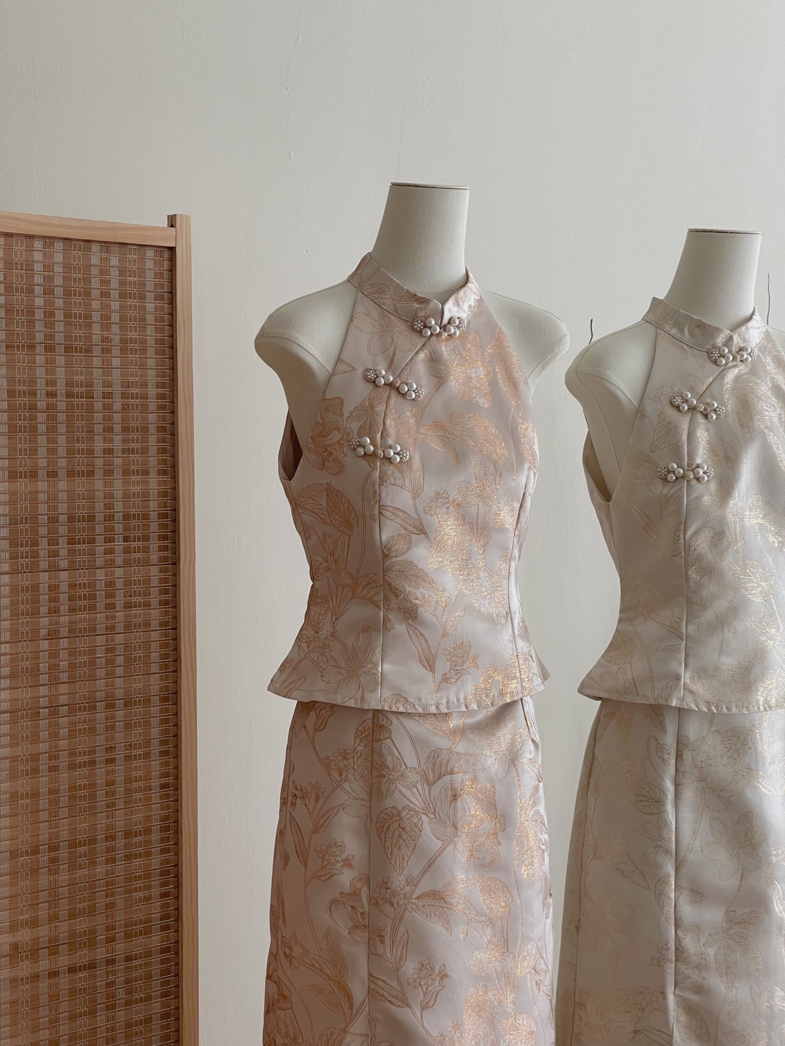 Oriental Bloom Midi Skirt Set / 【香绫花语】金丝古典气质中长裙套装