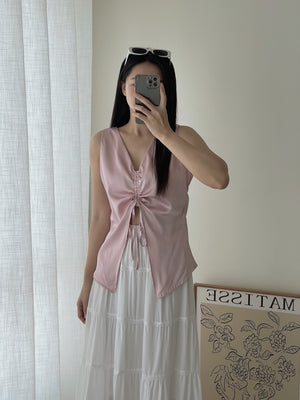 Satin Drawstring Top / 设计感缎面抽绳上衣