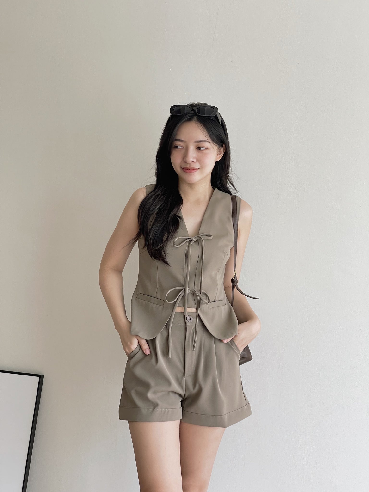 Ribbon Vest Set / 蝴蝶结无袖西装套装