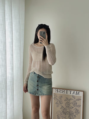 Hole Knit Sweater / 镂空针织长袖衫