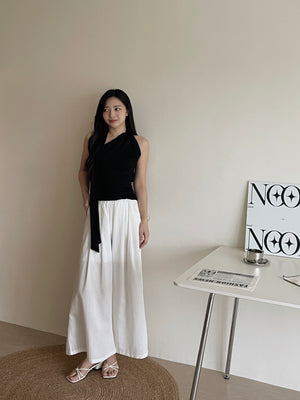 Neck Tie Single Shoulder Top / 围脖带单肩上衣