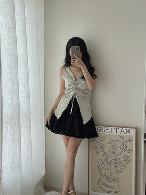 Satin Drawstring Top / 设计感缎面抽绳上衣