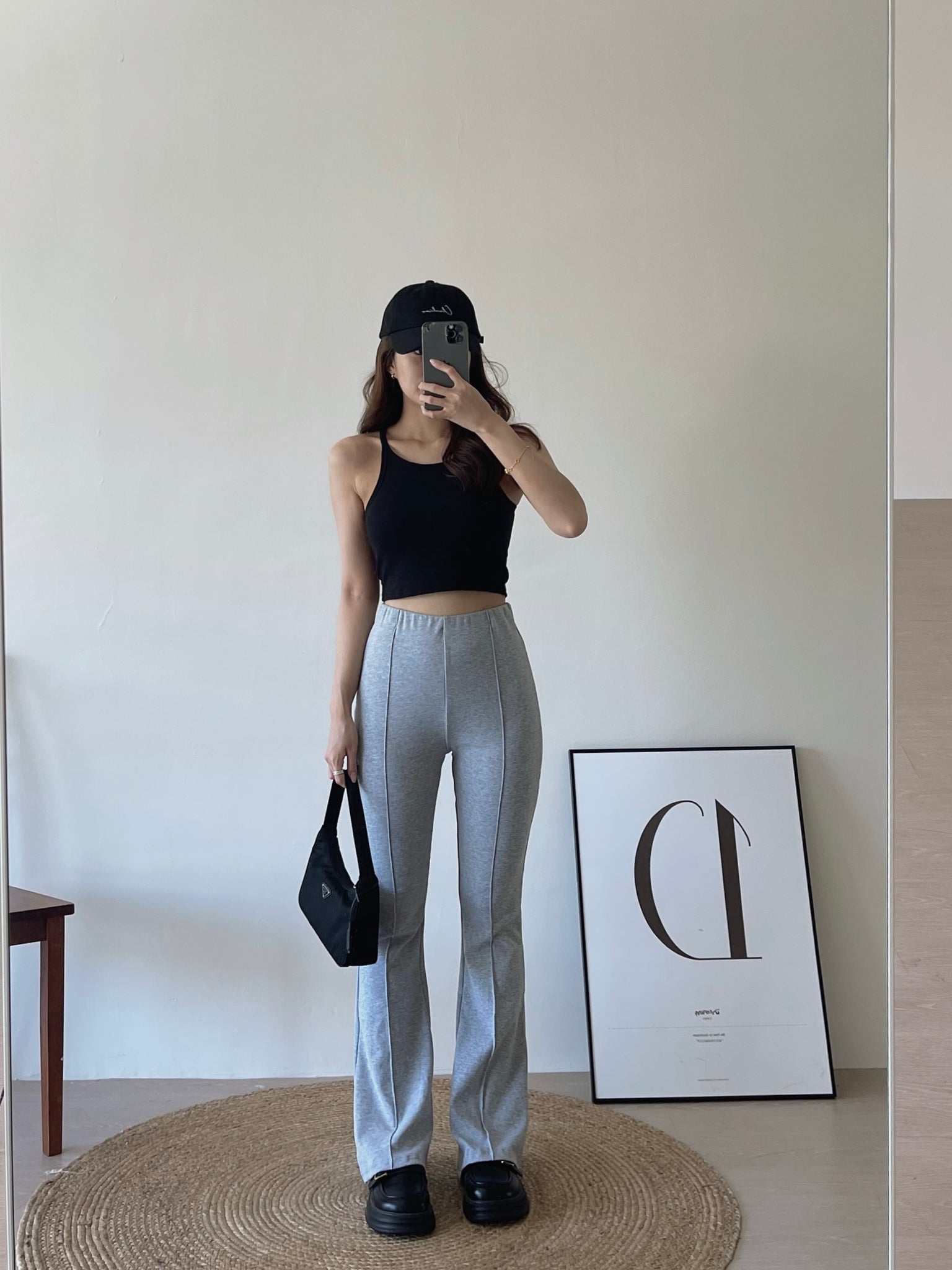 Cotton Flare Hem Pants / 棉质高腰微喇叭长裤