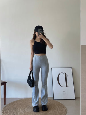Cotton Flare Hem Pants / 棉质高腰微喇叭长裤